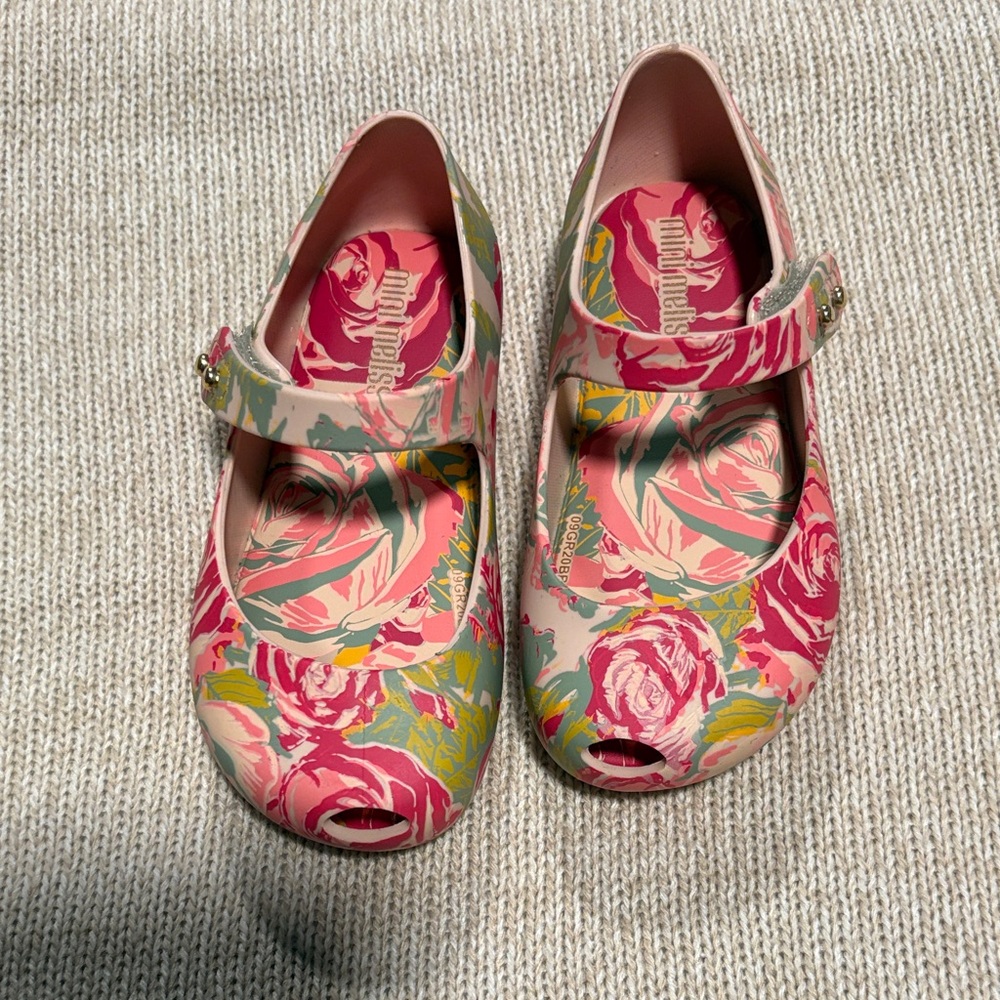 Mini Melissa Peep Toe Mary Jane with Velcro strap